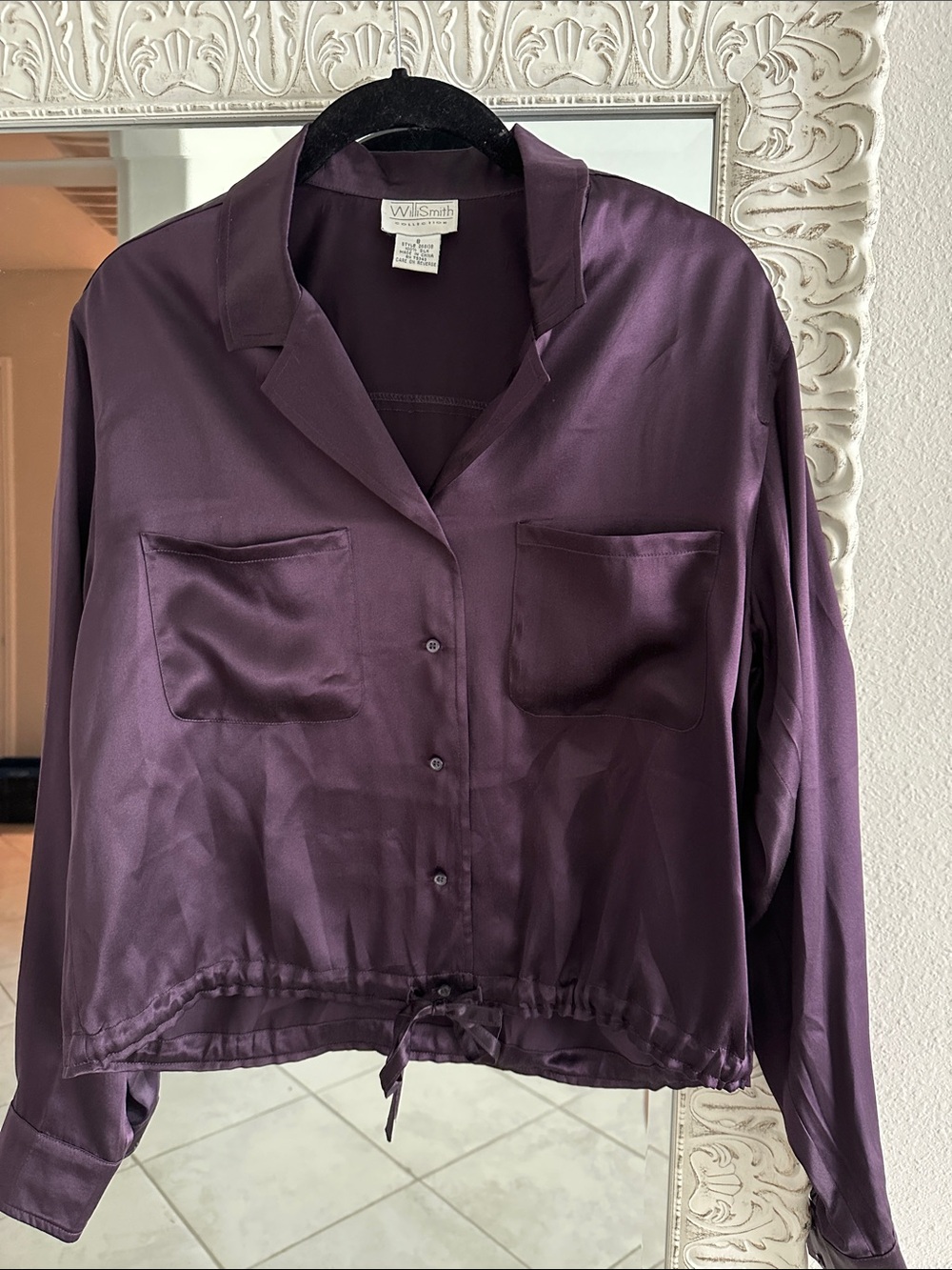 Willi Smith Silk Deep Purple Button-Down Top